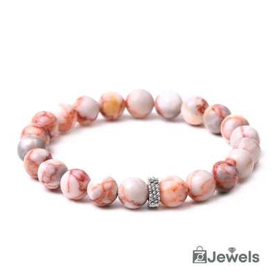 OZ Jewels – Red Veined Jasper Kralenarmband – Natuursteen – Vrouwen