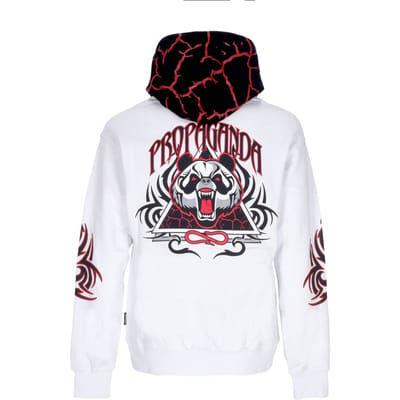 Herensweater Triangle Panda Hoodie Wit