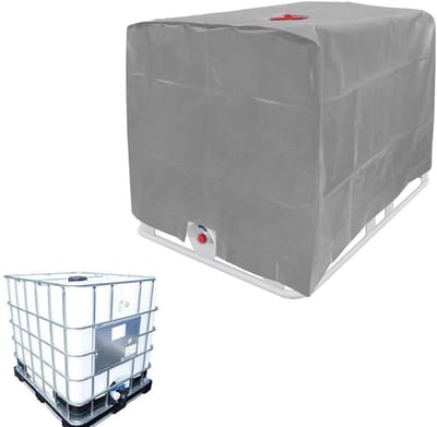 Watertankhoes - Zonnescherm en waterdichte beschermhoes - Beschermhoes voor watertank van 1000 liter - Fabriekswatertankhoes - Geschikt voor opslag van fabriekswatertanks, landbouwwatertanks buitenshuis en wateropslagtanks voor thuis - zilver