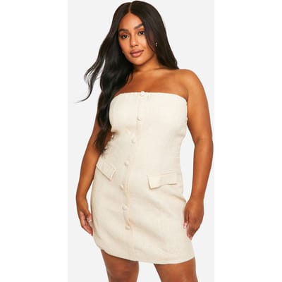 boohoo Dames Plus Boucle Mini Shift Jurk | Steen | Maat: 44