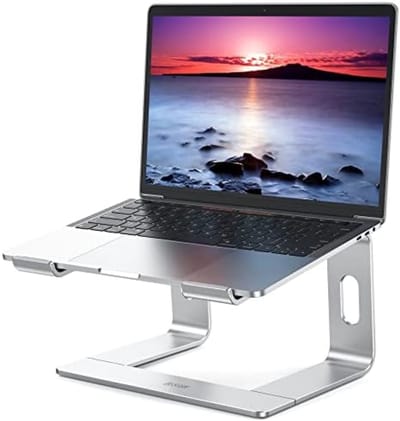 PromoHome Aluminium Laptopstandaard Ergonomische Verstelbare Computerstandaard Compatibel met 10-15.6 Inch Laptops Zilver Metaal