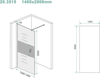 Wiesbaden Slim glasplaat 1400 x 2000 x 8 mm nano rookglas met melkglas middenband