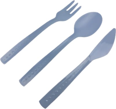 Herbruikbare bestek BACO - Blauw - Kunststof - 15 delig - picknickbestek