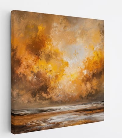 Saammp Canvas Schilderij - Landschap - Oranje - Abstract - 20x20 - Foto op canvas - Wanddecoratie - Muurdecoratie Woonkamer - Slaapkamer decoratie - Canvas Print