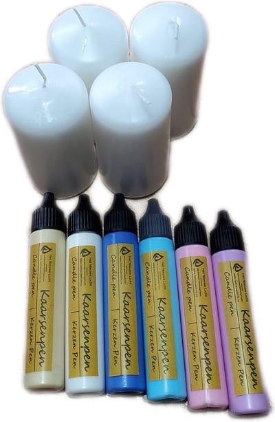4 Kaarsen | met decoratie set | Hello Baby | candle pen | versierpennen | was pen