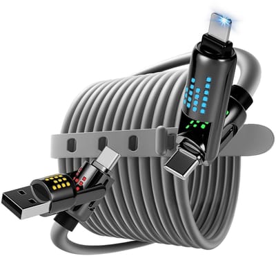 240W 4-in-1 USB C Oplaadkabel - Snelladen en Gegevensoverdracht voor Telefoons, Laptops en Tablets met TypeC/A naar C/L Aansluitingen