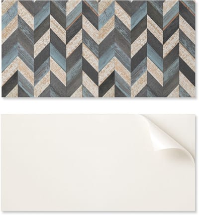 Zelfklevende vinyl wanddecoratie voor binnen, 100x50 cm, zigzagpatroon met hout.
