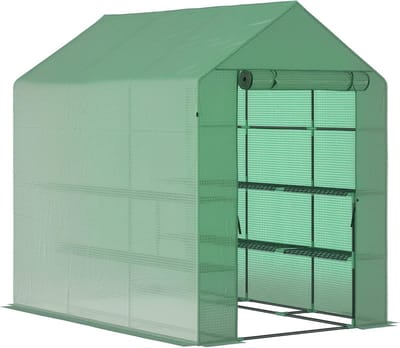 Folie kas - Kweekkas met schappen - Planten beschermen - 8 handige schappen - 214 x 143 x 195 cm