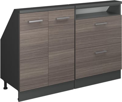 Vicco R-Line Keukenkast voor schuine wand – 120 cm Set van 2 Edel grijs/antraciet