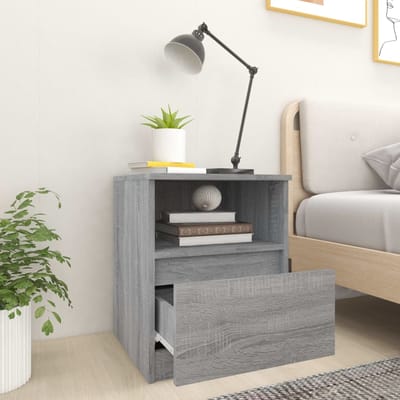 vidaXL - Nachtkastje - 40x40x50 - cm - bewerkt - hout - grijs - sonoma - eikenkleurig