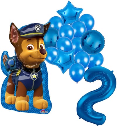 Paw Patrol Chase ballonnen pakket - 58x78cm - Folie Ballon - 2 jaar - Themafeest - Verjaardag - Ballonnen - Versiering - Helium ballon