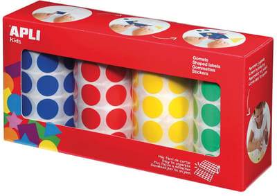 Stickers Apli Gomets Rol Geel Blauw Rood Groen Cirkels Cirkelvormig (4 Onderdelen)