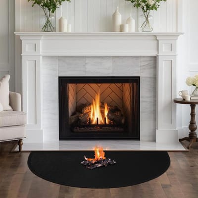 Vloerbeschermingsmat, Halve Cirkel, 80 x 50 cm, Vlamwerende Onderlaag en Warmtebescherming, Vonkbescherming voor Verwarming, Binnengebruik