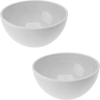 Plasticforte Serveerschaal - 2x - D25xH12 cm - kunststof - wit - saladeschaal