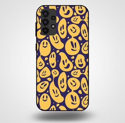 Smartphonica Telefoonhoesje voor Samsung Galaxy A32 4G met smiley opdruk - TPU backcover case emoji design - Paars Geel geschikt voor Samsung Galaxy A32 4G