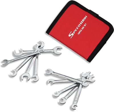 Dubbele Dop Sleutelset - Momentsleutel Set Dun - Meubels Monteren - Super Dun Ontwerp - 10 Stuks SAE - Zilver