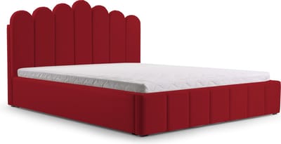 Tweepersoonsbed met fluwelen bekleding, met hoofdeinde, lattenbodem, bed voor volwassenen - BED 03 - 160x200 - Donkerrood (TRINITY 24)