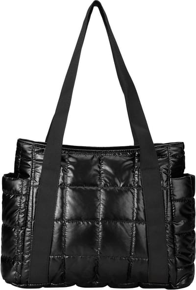 Gevulde Tote Tas - Gewatteerde Schoudertas - Dagelijks Gebruik - Zacht Lichtgewicht Ontwerp - 36 x 30 cm - Zwart