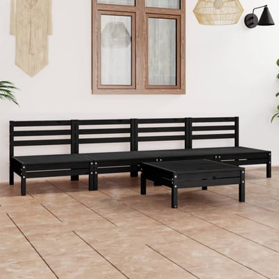 vidaXL - 5-delige - Loungeset - massief - grenenhout - zwart