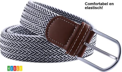 *** Elastische Geweven Riem_Gevlochten Rekbaar Stripes_Zwart/Wit - van Heble® ***