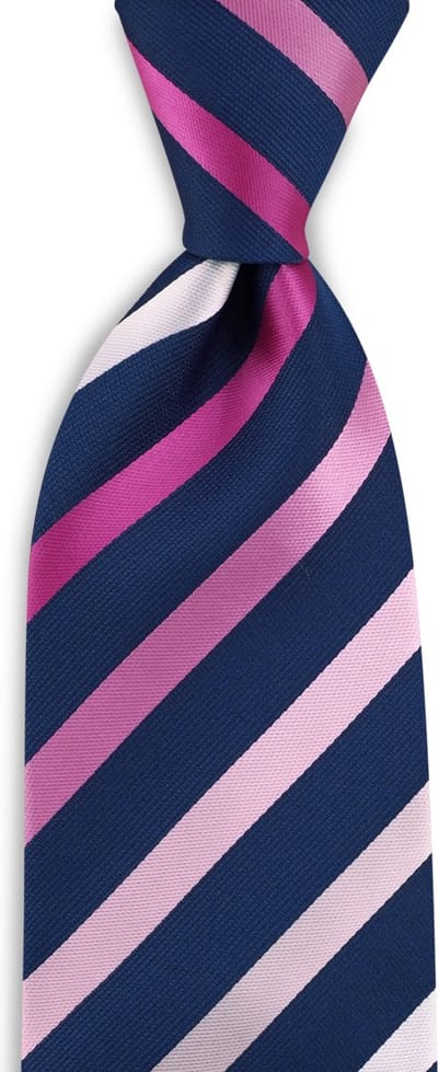 JB Collection - Stropdassen - stropdas roze gestreept - marineblauw / diverse rozetinten / wit