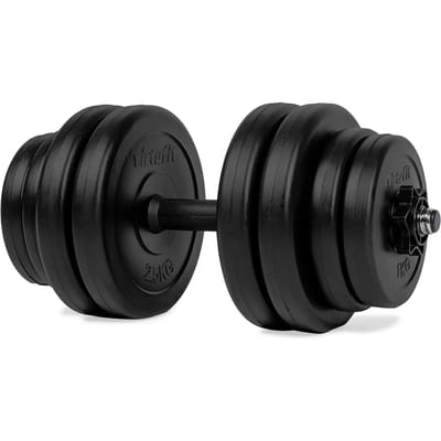 VirtuFit Verstelbare Dumbbell - Zwart - Vinyl - 15 kg - Dumbbel Set - Inclusief Schroefsluitingen - Extra Grip - Behandeld met Beschermende Olie - Dumbells - Gewichten