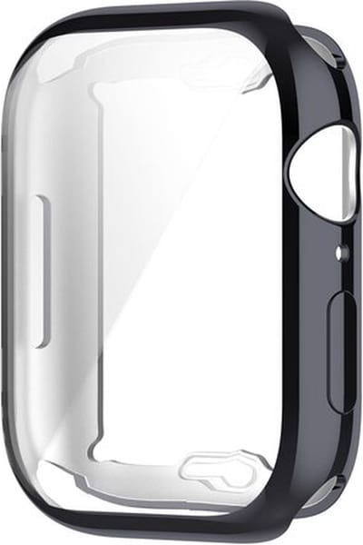 By Qubix - Siliconen case (volledig beschermd) 41mm - Space Grey - Geschikt voor Apple watch 41mm hoesje - screenprotector - Bescherming iWatch - Bescherm hoesje