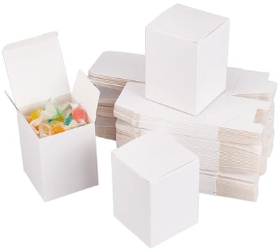 Dailygoods- Cadeaudozen 60 stuks - Geschenkdozen met deksel - Papieren doosjes - Bruiloft party favoriet - 8 x 6 x 6 cm - Wit - Geschenkdoos