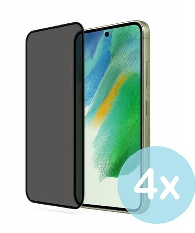 Privacy Screenprotector Geschikt voor Samsung Galaxy S21 FE – Anti-Gluren – Krasbestendig Gehard Glas 9H – Volledige Dekking – 4-Pack – FuturiQ