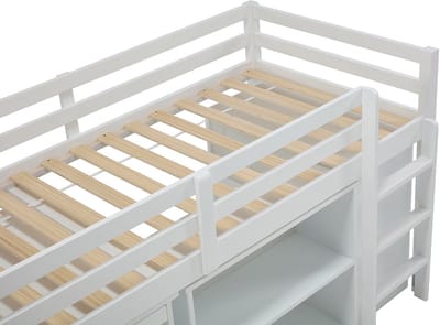 Vente-unique Combinatiebed hout wit 90 x 190 cm