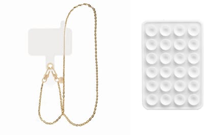 xoxo Wildhearts Telefoonkoord Dreamy lang + Telefoonsticker Stick On Me Square Wit – geschikt voor alle telefoonhoesjes