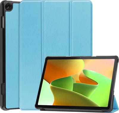 Hoes - Geschikt voor Lenovo Tab M10 (3e / 3rd generatie) - Dun & Stevig - Trifold Bookcase - Hard Cover - Hardcover Book Case - Tablet Hoesje - Lichtblauw