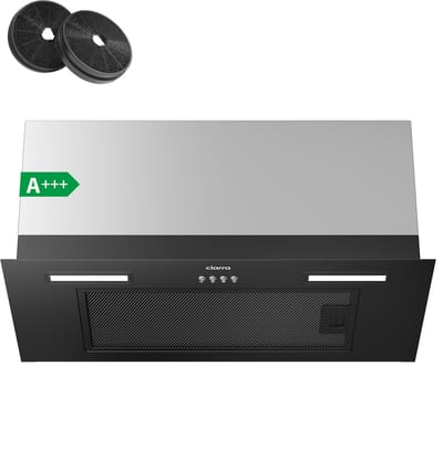 CIARRA VMB6926A - A+++ 704 m³/u Inbouwafzuigkap 60 cm Onderbou afzuigkap, Recirculatie & Luchtafvoer incl. Koolstoffilter met LED zwart