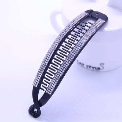 1 st Zwarte Strass Banaan Haarspelden Vis Haar Klem Clips Haar Sieraden Haar Accessoires voor Vrouwen Klem Styling Gereedschappen wit