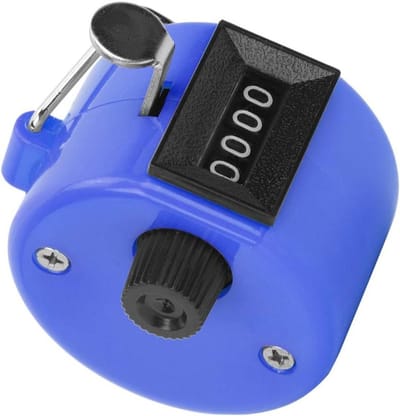 Handteller 4 Cijfers - Telapparaat Clicker - Sportevenementen Tellen - Eenvoudige Reset Knop - 46 x 32 mm - Blauw
