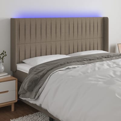 vidaXL - Hoofdbord - LED - 203x16x118/128 - cm - stof - taupe
