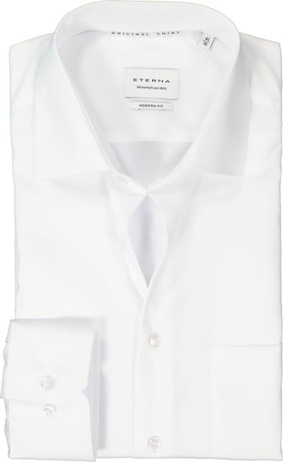 ETERNA modern fit overhemd - popeline - wit - Strijkvrij - Boordmaat: 44