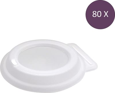 Deksel voor Drinkbeker met gat- Bulk verpakking - 80 stuks, Herbruikbaar - Sip Lid - Koziol Move | Bio-Circulair