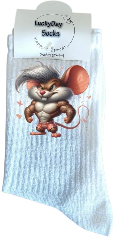 LuckyDay Socks - Fitness Sokken - Fit Boy - Fit Girl - Sport Sokken - Sportschool - Leuke sokken - Vrolijke sokken - Witte sokken - Halter - Trend nu - Verjaardag cadeau - Leuk cadeau - Kerst cadeau - Grappige sokken - Socks maken Happy - Maat 37-44