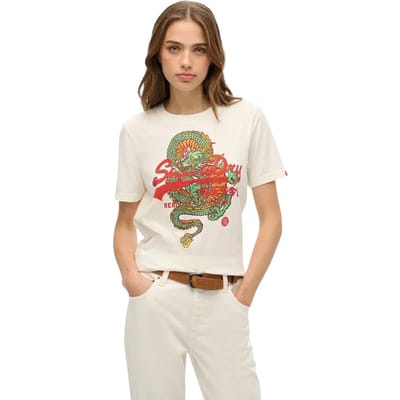 Superdry - Tokyo T-shirt met vintage logo en relaxte pasvorm - Dames - T-shirts