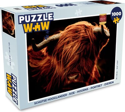 Puzzel Schotse hooglander - Koe - Hoorns - Portret - Dieren - Legpuzzel - Puzzel 1000 stukjes volwassenen