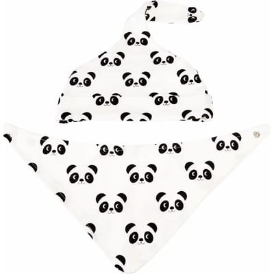 Biologisch katoenen mutsje en slabbetje Rex London Miko The Panda