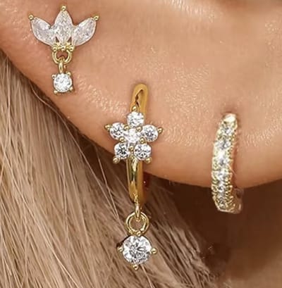 Oorbellen Set - 3 stuks - Kleur: Goud - Luxe Oorbellen - Incl. Cadeauverpakking - Oorhangers / Oorring / Oorknopjes - Hoge Kwaliteit RVS - Stainless Steel / Roestvrijstaal - Verkleurt Niet - Oorbellen Set - Oorbellen Vrouwen / Dames