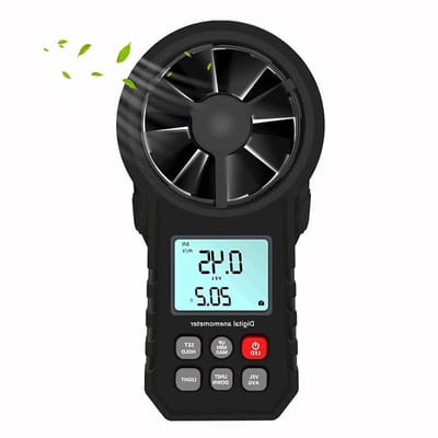 Digitale Windmeter - Luchtvolume meter - Weer Analyse - Temperatuur en windkou - 5 eenheden - Zwart