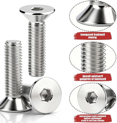 200 stuks verzonken schroeven M2X8mm van roestvrij staal met draad en 1,5mm inbus sleutel voor montage en bevestiging