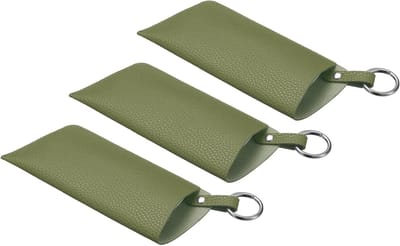 3 stuks brillenkokers van zacht leer met riemclip, draagbaar etui voor reisbril in bonengroen, ideaal voor bescherming en stijl
