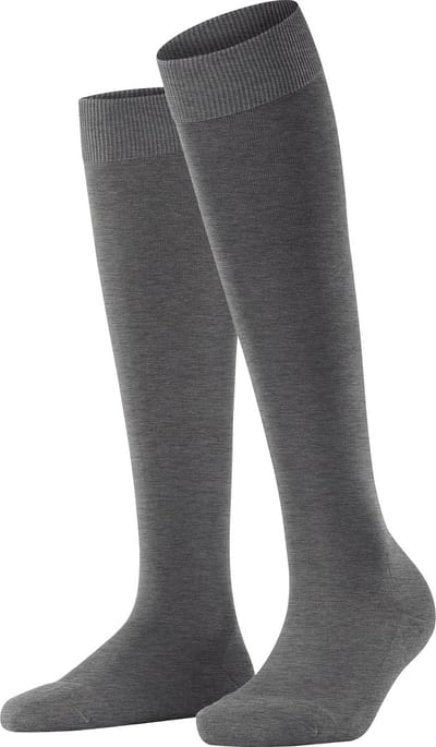 FALKE ClimaWool lang eenkleurig wol lyocell kniekousen dames grijs - maat 39-40