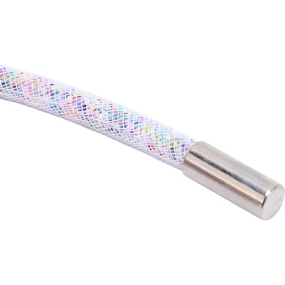 Glanzend Rond Koord 138cm Lengte Gaas en Metaal Multifunctioneel Bling Trekkoord Koord Touw Wit Gaas met Gemengde Kleur white