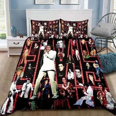 P-Presley Dekbedovertrek Retro E-Elvis Beddengoed Set Dekbed Beddengoed Set Dekbedovertrek Kussensloop King Queen Twin Maat Jongens Meisjes Volwassenen 100x135cm-2pcs