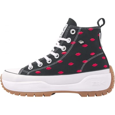 British Knights - Kaya Mid Fly Dames Sneakers Hoog - Maat 38 - Zwart - Katoen - Vrouwen Schoenen